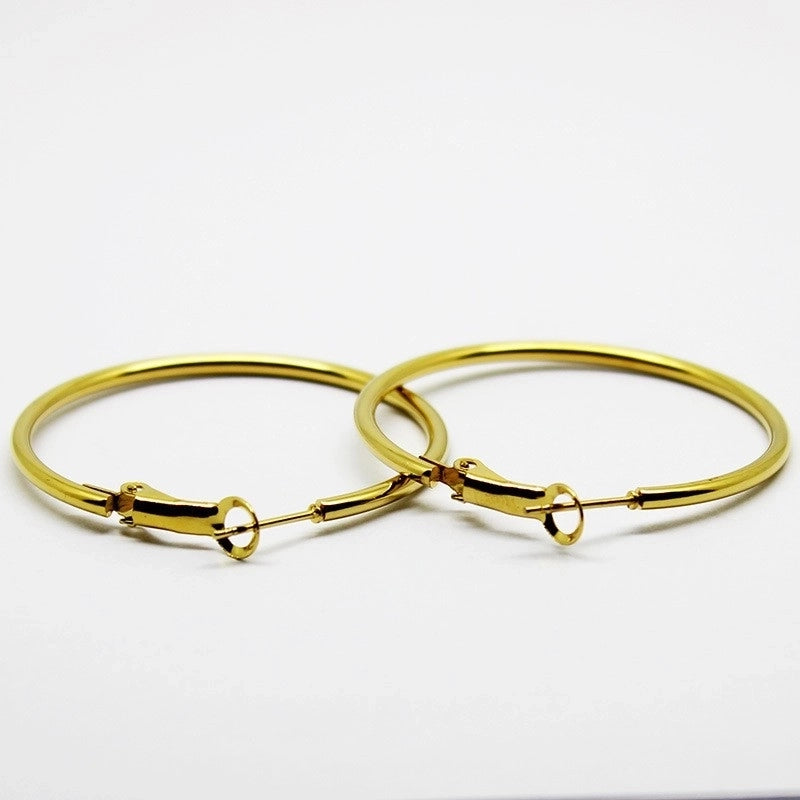 1 Pair Minimalist Solid Color Stainless Steel Hoop Earrings