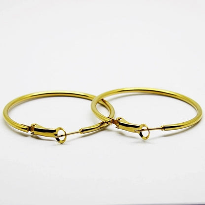 1 Pair Minimalist Solid Color Stainless Steel Hoop Earrings
