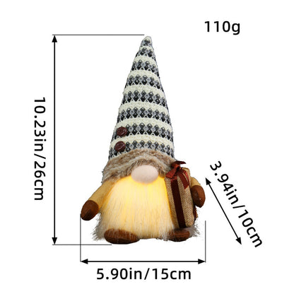 Christmas Decoration Christmas Sequin Lighted Rudolph Doll Christmas Glowing Faceless Gnome Doll Ornament