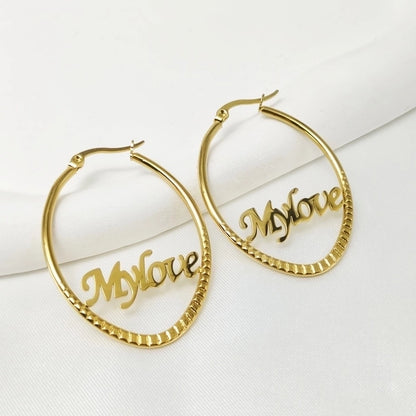 1 Pair IG Style Elegant Commute Letter Oval 304 Stainless Steel 18K Gold Plated Stainless Steel Earrings