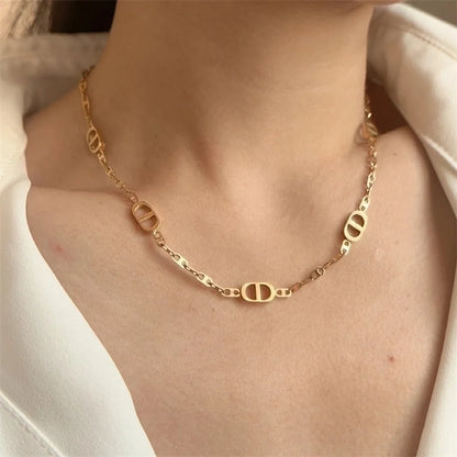 304 Stainless Steel Casual Hip-Hop Patchwork Plating Pig Nose Necklace