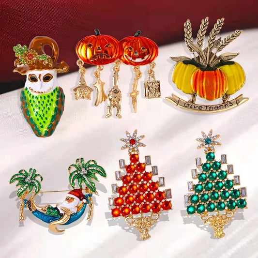 Cute Pin Pumpkin Christmas Tree Letter Alloy Unisex Brooches
