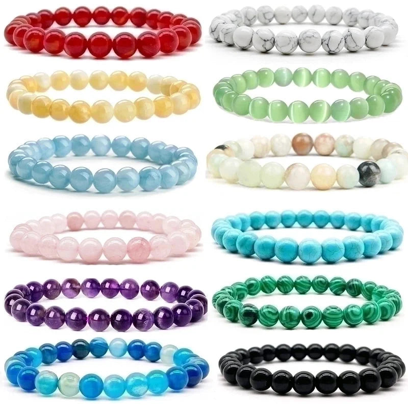 Minimalist Solid Color Natural Stone Beaded Bracelets