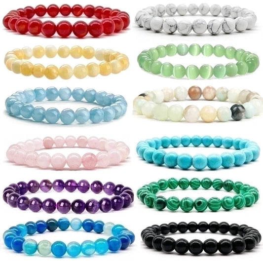 Minimalist Solid Color Natural Stone Beaded Bracelets