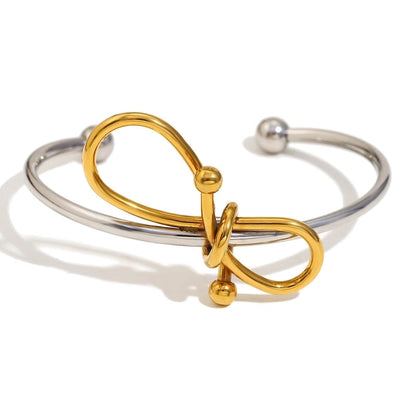 Vintage Style Classic Style Bow Knot 304 Stainless Steel Cuff Bracelets In Bulk