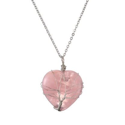 Retro Minimalist Tree Water Droplets Stainless Steel Natural Stone Agate Pendant Necklace In Bulk