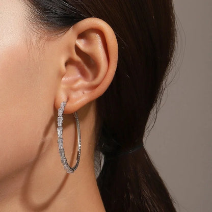 Light Luxury Zircon Super Flash Ring Earrings New Trendy Cold Style Earrings Exaggerated Big Earrings For Women ~