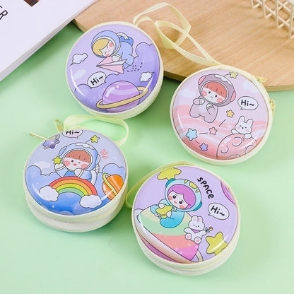 3 Pieces Women'S Cartoon Tinplate Zipper Coin Purses