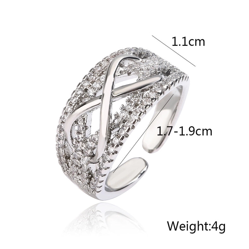 Copper Inlay Geometric Zircon Open Rings