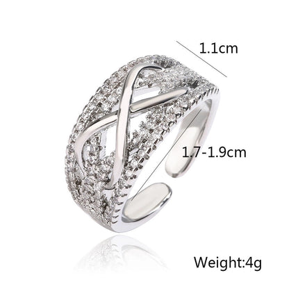 Copper Inlay Geometric Zircon Open Rings