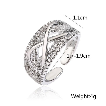 Copper Inlay Geometric Zircon Open Rings