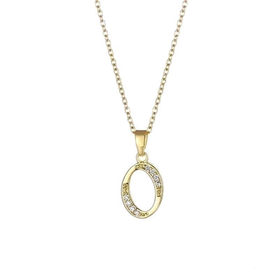 Stainless Steel Titanium Steel 18K Gold Plated Fashion Plating Inlay Letter Zircon Pendant Necklace