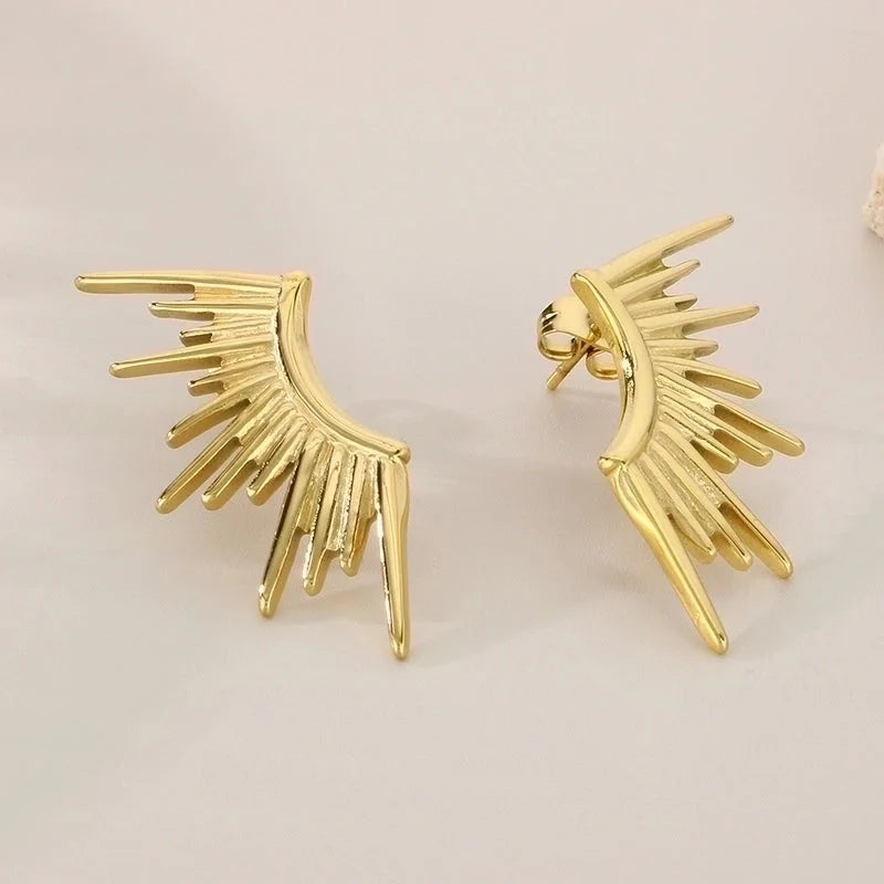 1 Pair Vintage Style Sun Plating 304 Stainless Steel 18K Gold Plated Ear Studs