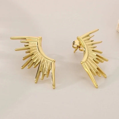 1 Pair Vintage Style Sun Plating 304 Stainless Steel 18K Gold Plated Ear Studs