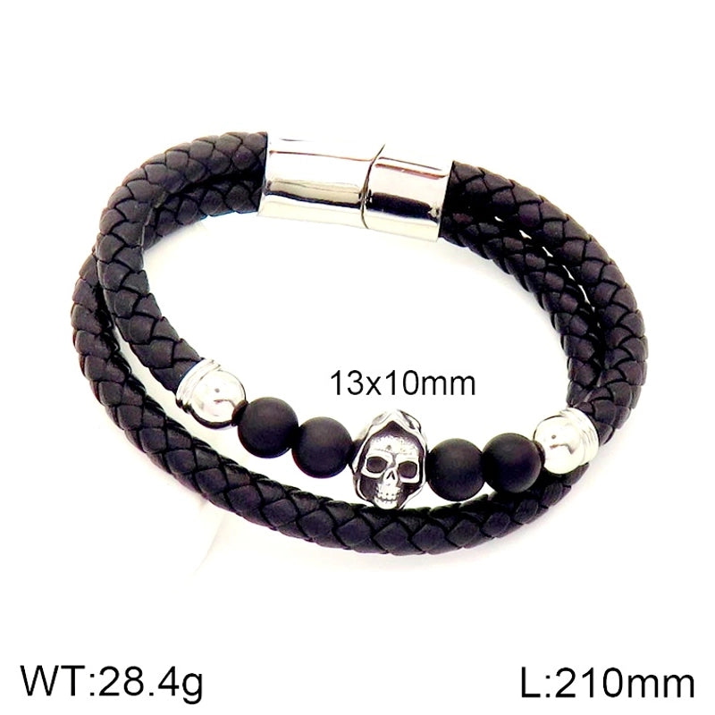 Hip-Hop Rock Punk Scorpion Skull 304 Stainless Steel Pu Leather Halloween Unisex Bangle Men Cord & Leather Bracelets