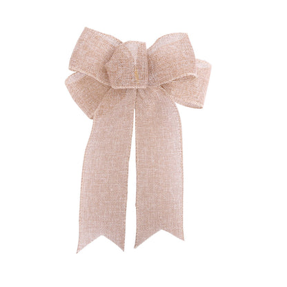 2 Pieces Christmas Decoration Red Flocked Striped Burlap Bow Christmas Wreath Christmas Tree Accessories Decoration Pendant