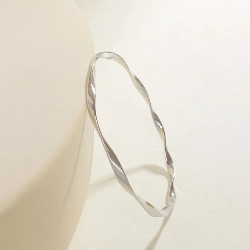 304 Stainless Steel 18K Gold Plated Classic Style Plating Irregular Solid Color Bangle