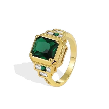Minimalist Classic Style Color Block Copper Plating Inlay 18K Gold Plated Zircon Rings