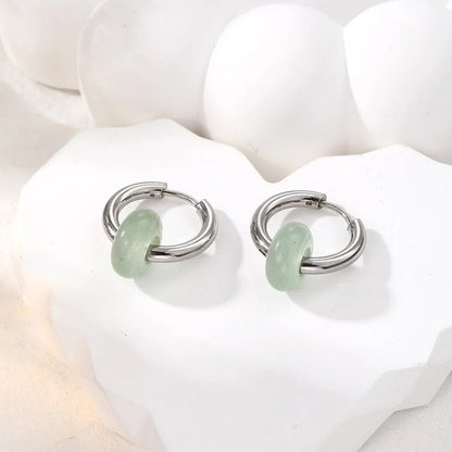 1 Pair Minimalist Geometric 201 Stainless Steel Natural Stone Drop Earrings