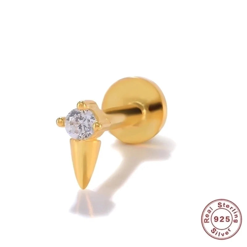 1 Piece Ear Cartilage Rings & Studs Minimalist Geometric 925 Sterling Silver Plating Inlay Zircon