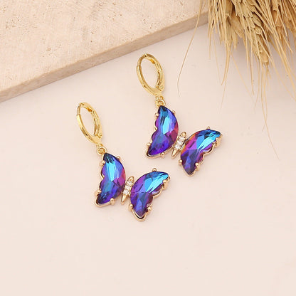 Women Butterfly Copper Electroplating Earrings