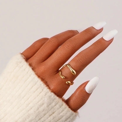 Fashion Geometric 304 Stainless Steel 18K Gold Plated Plating Open Ring