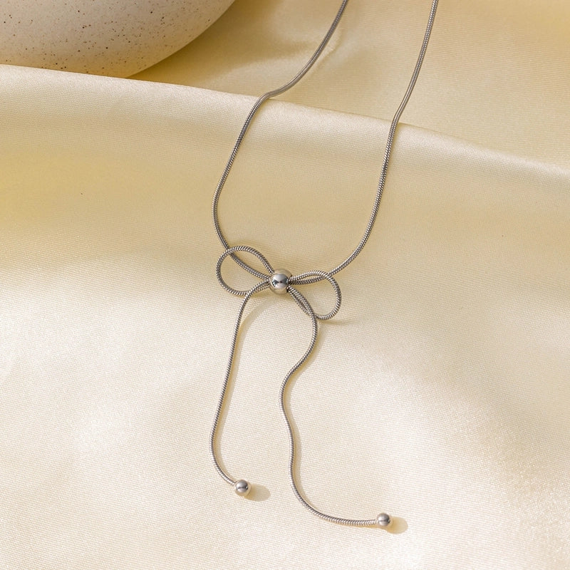 Elegant Sweet Streetwear Bow Knot Titanium Steel Plating Bracelets Earrings Necklace