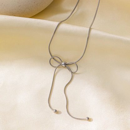 Elegant Sweet Streetwear Bow Knot Titanium Steel Plating Bracelets Earrings Necklace