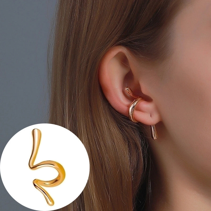 1 Piece Minimalist Commute Geometric Inlay Copper Zircon Ear Cuffs