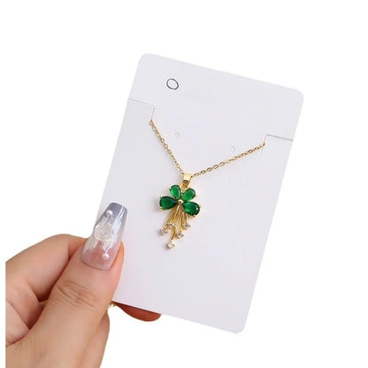 Copper Inlay Heart Shape Flower Rhinestones Pendant Necklace