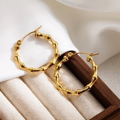 1 Pair IG Style Round Heart Shape Plating 304 Stainless Steel 18K Gold Plated Stainless Steel Earrings