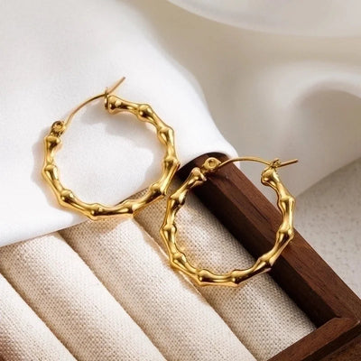 1 Pair IG Style Round Heart Shape Plating 304 Stainless Steel 18K Gold Plated Stainless Steel Earrings