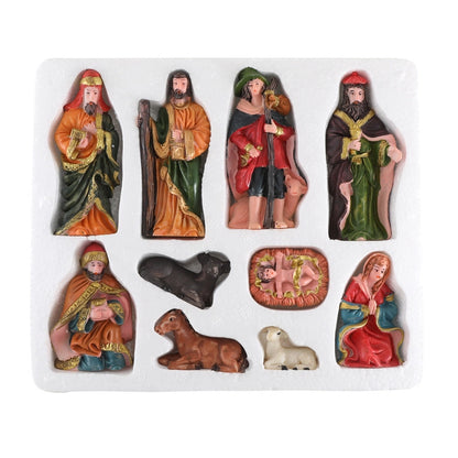 Christmas Jesus Birth Ornaments 10-piece Manger Religious Figure Christmas Resin Jesus Ornaments Crafts Cross-border