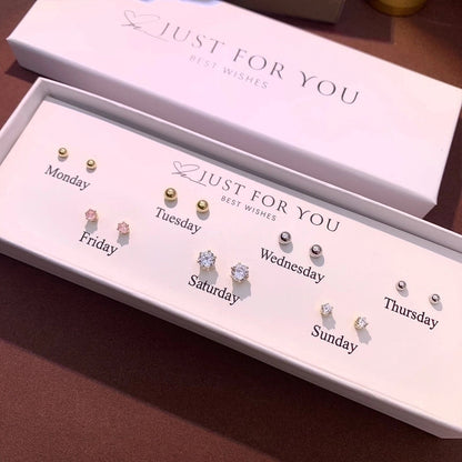 1 Set Cute Animal Sunflower Fruit Inlay Copper Artificial Pearls Zircon 14K Gold Plated Cartilage Earrings