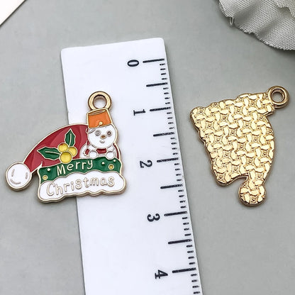 1 Piece 20 PCS/Package 16x23mm 17x22mm Alloy Christmas Tree Santa Claus Gingerbread Pendant Jewelry Accessories
