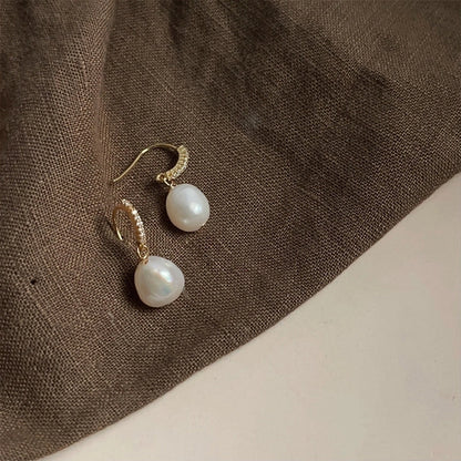 1 Pair Elegant Retro Geometric Freshwater Pearl Earrings