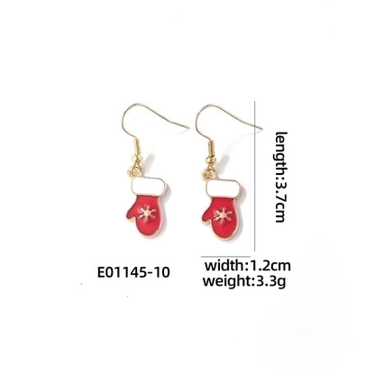 1 Pair Casual Cute Sweet Christmas Tree Santa Claus Christmas Socks Plating 304 Stainless Steel K Gold Plated Drop Earrings