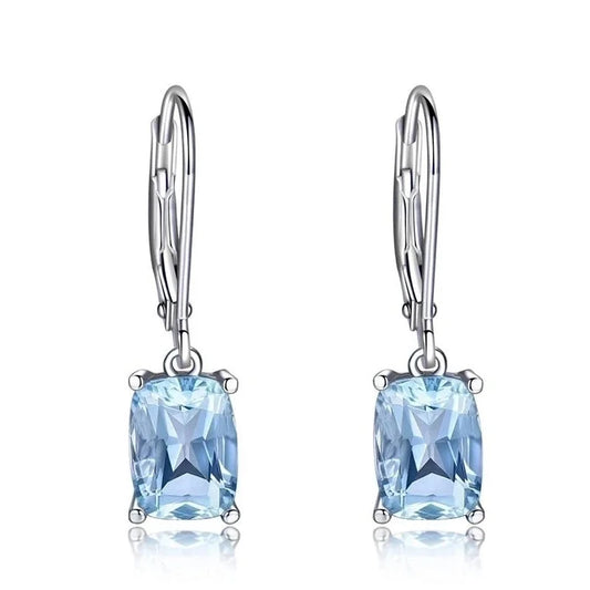 Fashion New Blue Topaz Drop Zircon Copper Earrings
