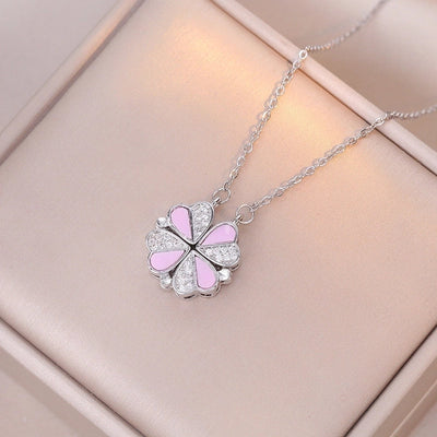 Minimalist Heart Shape Titanium Steel Inlay Rhinestones Women\'s Pendant Necklace
