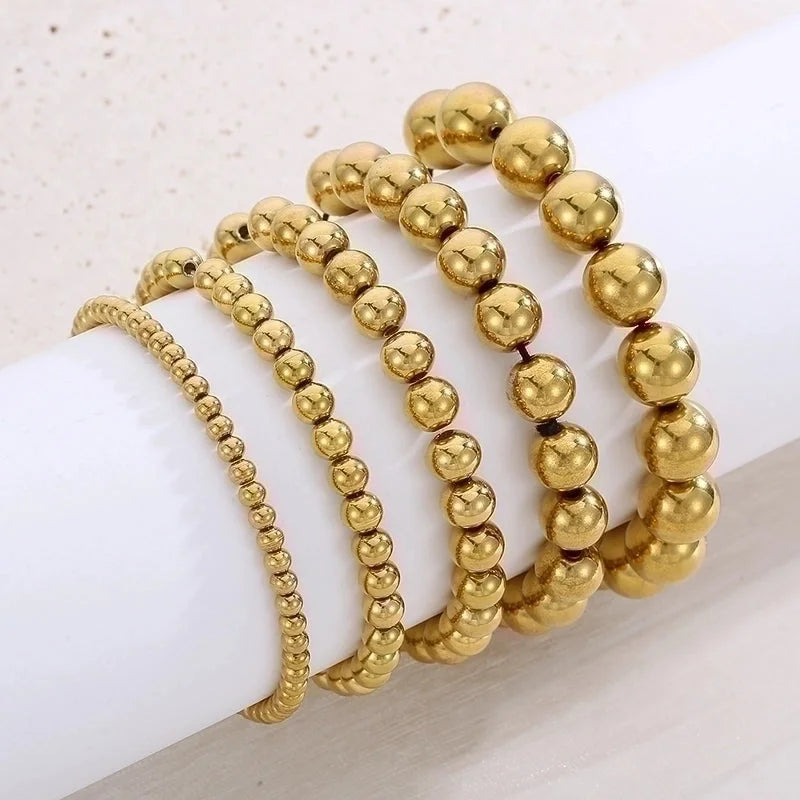Casual Minimalist Geometric Stainless Steel 18K Gold Plated Bracelets In Bulk
