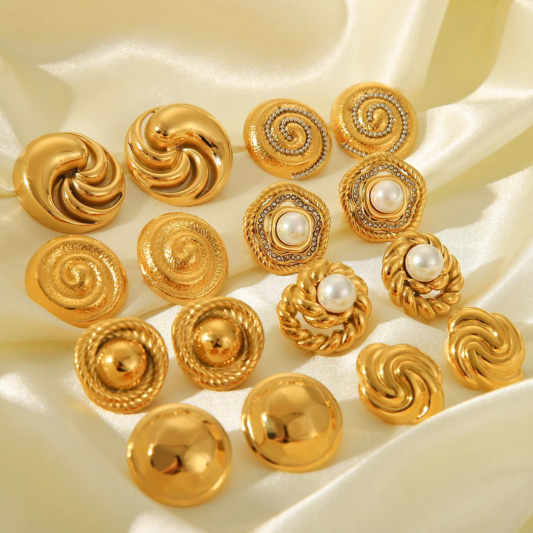 IG Style Pearl Geometric Stainless Steel Electroplating Earrings