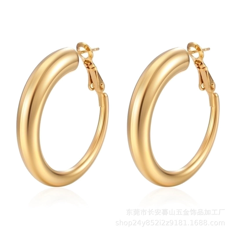 1 Pair Fashion Solid Color Plating 304 Stainless Steel 18K Gold Plated Earrings