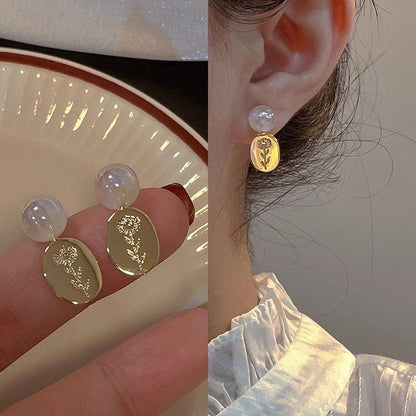 Lady Geometric Alloy Plating Artificial Pearls Women\'s Earrings 1 Pair