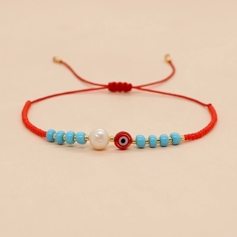 Artificial Crystal Freshwater Pearl Copper Beaded Braid Pentagram Bracelets