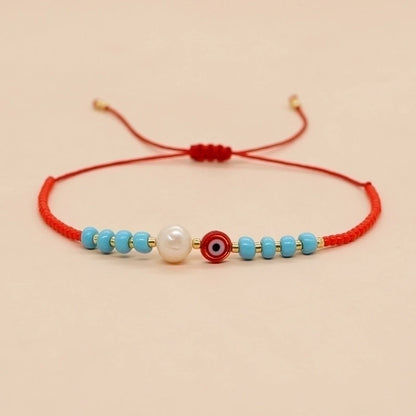 Artificial Crystal Freshwater Pearl Copper Beaded Braid Pentagram Bracelets