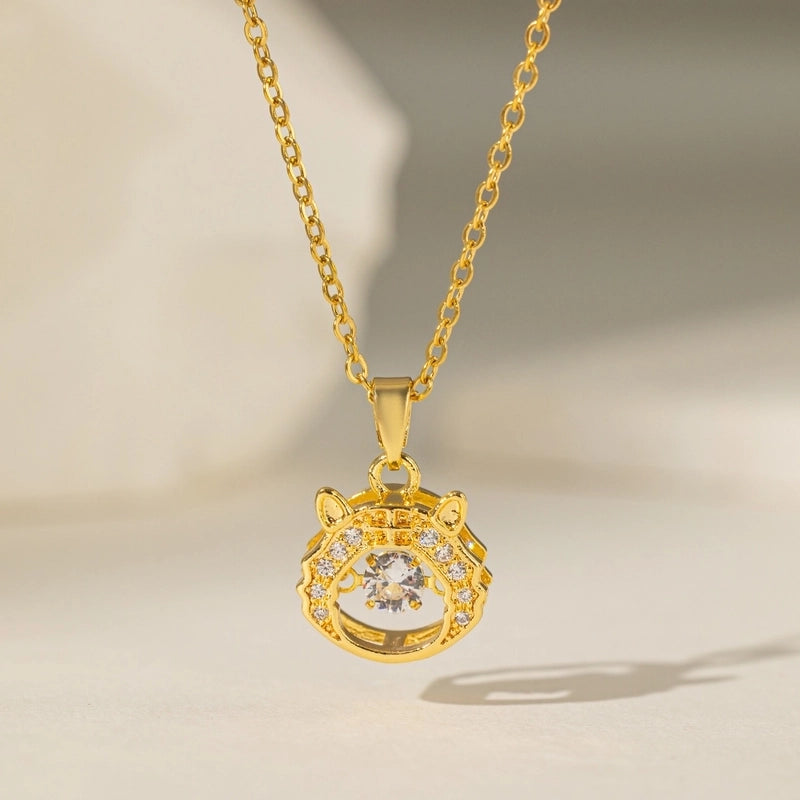 Titanium Steel Copper Plating Geometric Scallop Zircon Copper Necklaces