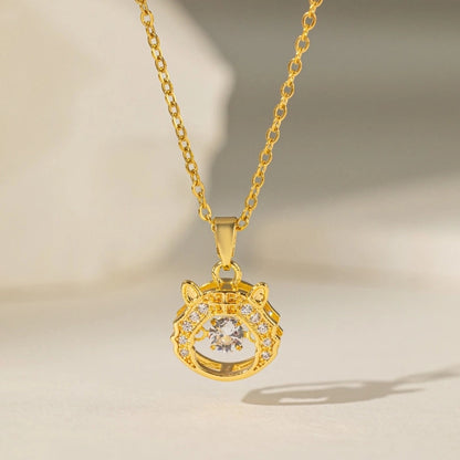 Titanium Steel Copper Plating Geometric Scallop Zircon Copper Necklaces