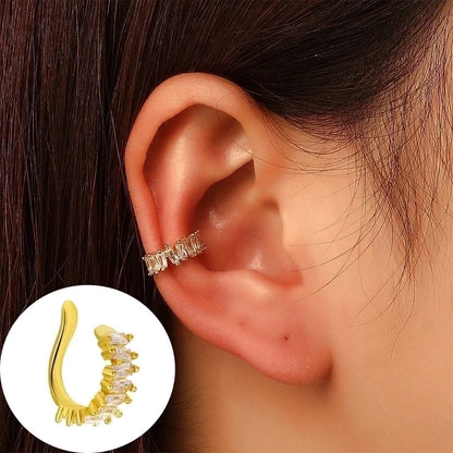 1 Piece Minimalist Commute Geometric Inlay Copper Zircon Ear Cuffs