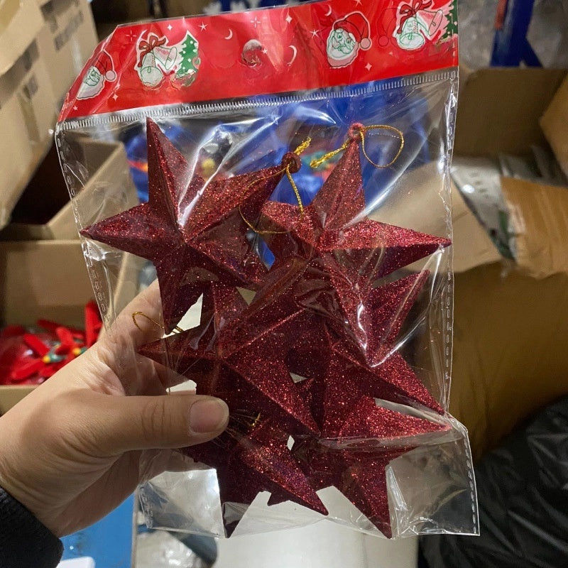 Christmas Stars Christmas Christmas Tree Decorations 23cm Golden Christmas Tree Pendant Five-pointed Star With Gold Powder