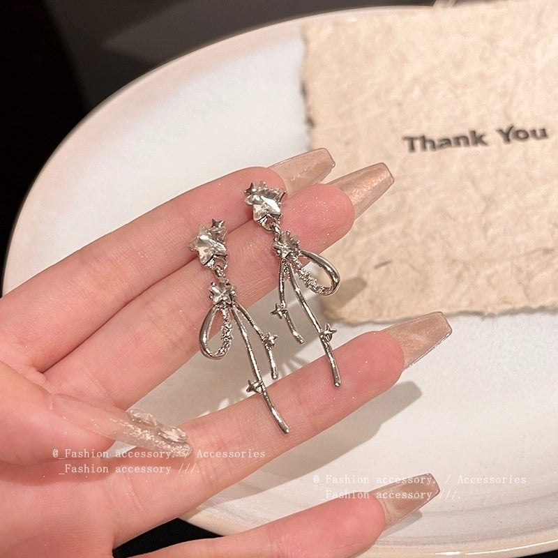 Fashion Geometric Star Flower Imitation Pearl Alloy Tassel Women\'s Drop Earrings 1 Pair